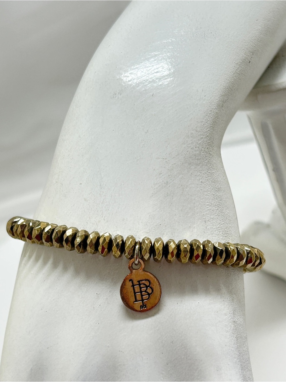 Bourbon And Bow Ties, Gold Metal Beaded Stretch Bracelet